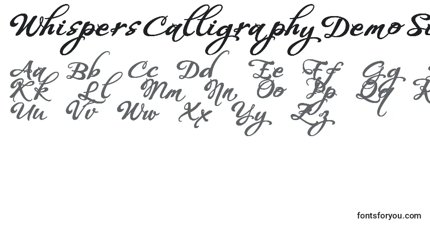 Шрифт WhispersCalligraphyDemoSinuousBold – алфавит, цифры, специальные символы
