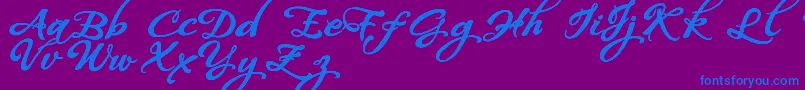 WhispersCalligraphyDemoSinuousBold Font – Blue Fonts on Purple Background