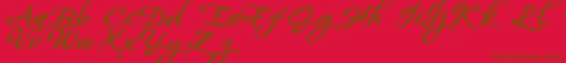 WhispersCalligraphyDemoSinuousBold Font – Brown Fonts on Red Background