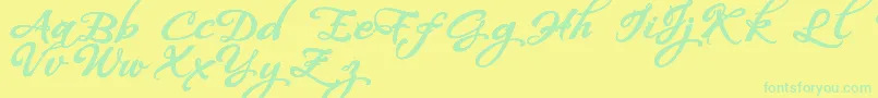 Fonte WhispersCalligraphyDemoSinuousBold – fontes verdes em um fundo amarelo