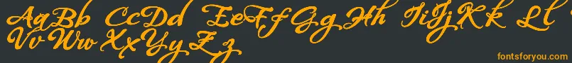 Шрифт WhispersCalligraphyDemoSinuousBold – оранжевые шрифты на чёрном фоне