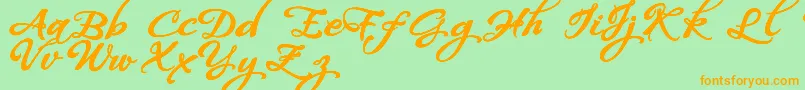 WhispersCalligraphyDemoSinuousBold Font – Orange Fonts on Green Background