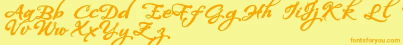 WhispersCalligraphyDemoSinuousBold Font – Orange Fonts on Yellow Background