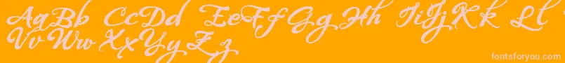 WhispersCalligraphyDemoSinuousBold-Schriftart – Rosa Schriften auf orangefarbenem Hintergrund