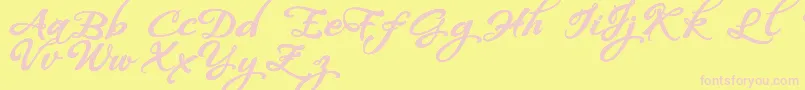 WhispersCalligraphyDemoSinuousBold Font – Pink Fonts on Yellow Background