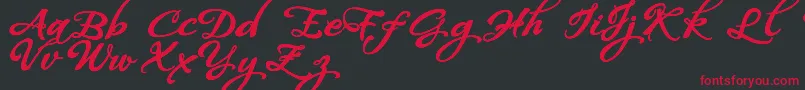 WhispersCalligraphyDemoSinuousBold-fontti – punaiset fontit mustalla taustalla
