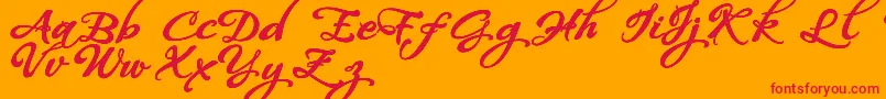 WhispersCalligraphyDemoSinuousBold Font – Red Fonts on Orange Background