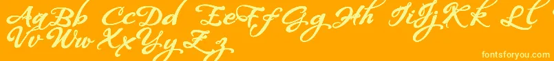 WhispersCalligraphyDemoSinuousBold Font – Yellow Fonts on Orange Background