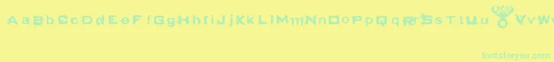 フォントProzak – 黄色い背景に緑の文字