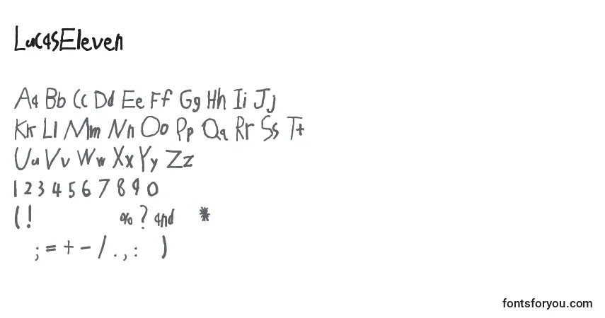 Schriftart LucasEleven – Alphabet, Zahlen, spezielle Symbole