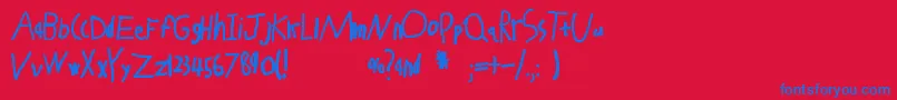 LucasEleven Font – Blue Fonts on Red Background