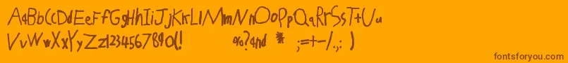 LucasEleven-Schriftart – Braune Schriften auf orangefarbenem Hintergrund