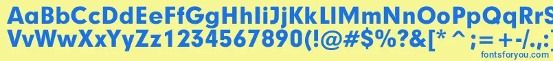 フォントGeometrixBlack – 青い文字が黄色の背景にあります。