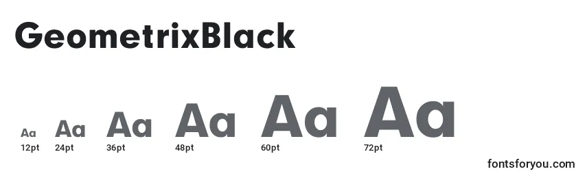Размеры шрифта GeometrixBlack