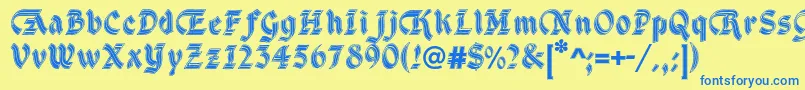 DsCathedralAlt Font – Blue Fonts on Yellow Background