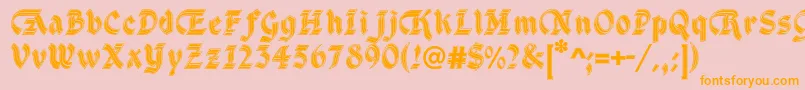 DsCathedralAlt-Schriftart – Orangefarbene Schriften auf rosa Hintergrund