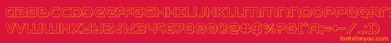 Universaljack3D-Schriftart – Orangefarbene Schriften auf rotem Hintergrund