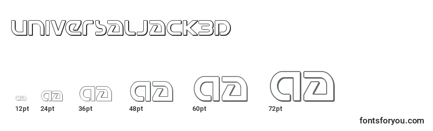 Размеры шрифта Universaljack3D