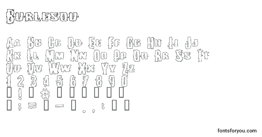 Burlesqu-fontti – aakkoset, numerot, erikoismerkit