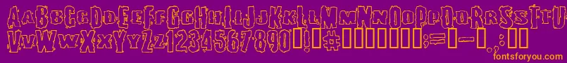 Burlesqu-Schriftart – Orangefarbene Schriften auf violettem Hintergrund