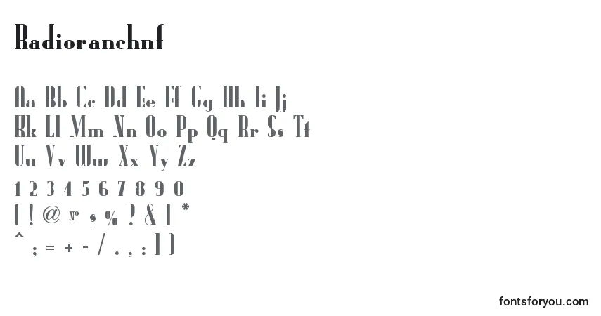 A fonte Radioranchnf – alfabeto, números, caracteres especiais