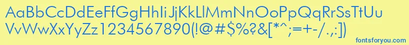 フォントFt72Cyrillic – 青い文字が黄色の背景にあります。