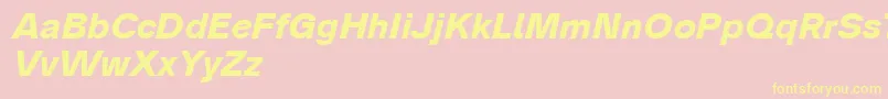 Analogue76boldoblique-Schriftart – Gelbe Schriften auf rosa Hintergrund