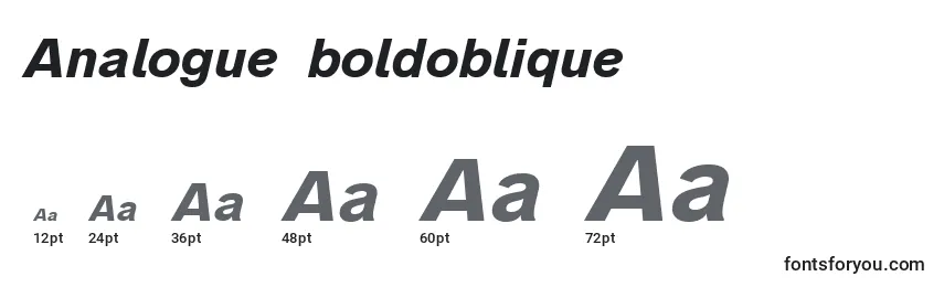 Размеры шрифта Analogue76boldoblique