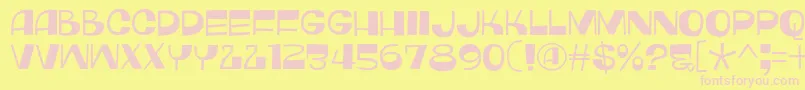 MonkeyHatDemo-fontti – vaaleanpunaiset fontit keltaisella taustalla