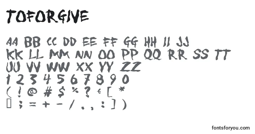 Schriftart Toforgive – Alphabet, Zahlen, spezielle Symbole