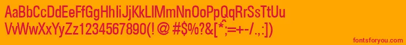 AgentcondbNormal-Schriftart – Rote Schriften auf orangefarbenem Hintergrund