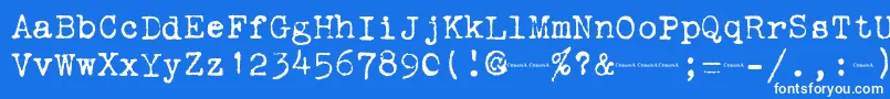 Czcionka Corona3Typewriter – białe czcionki na niebieskim tle