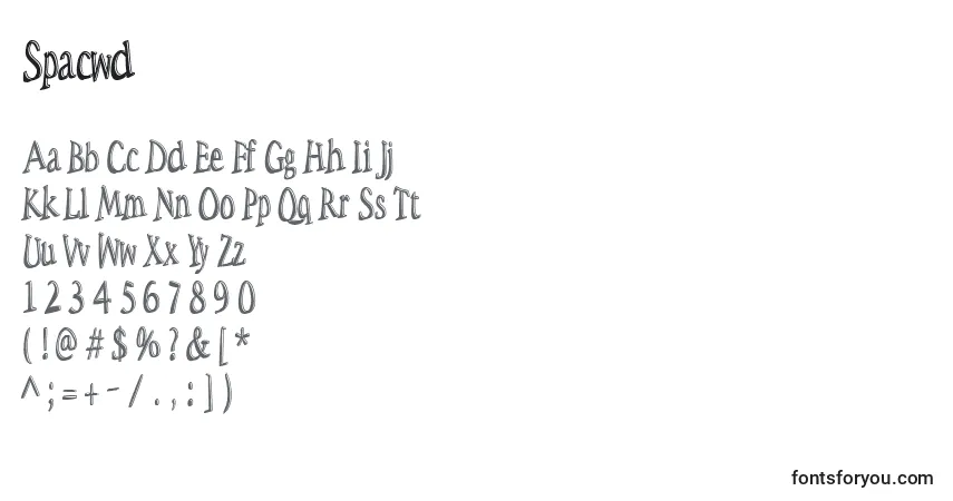 Schriftart Spacwd – Alphabet, Zahlen, spezielle Symbole