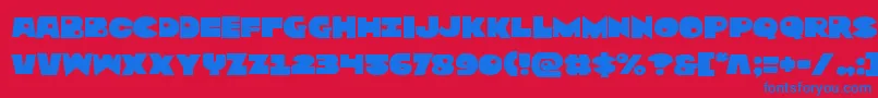 Czcionka Zounderkiteexpnad – niebieskie czcionki na czerwonym tle