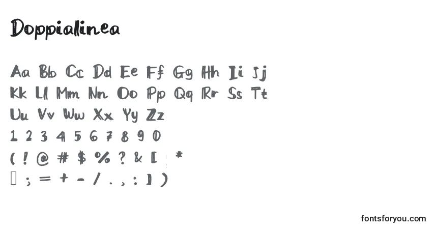 Schriftart Doppialinea – Alphabet, Zahlen, spezielle Symbole