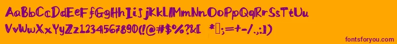 Doppialinea-Schriftart – Violette Schriften auf orangefarbenem Hintergrund