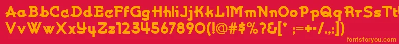 フォントKurvaceous ffy – 赤い背景にオレンジの文字