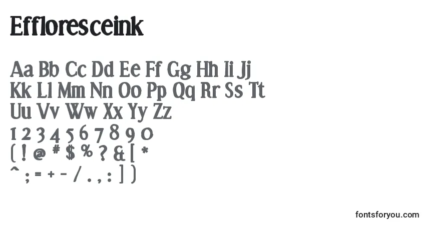 Effloresceink Font – alphabet, numbers, special characters