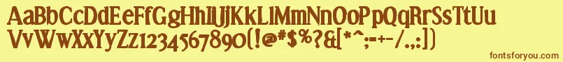 Fonte Effloresceink – fontes marrons em um fundo amarelo