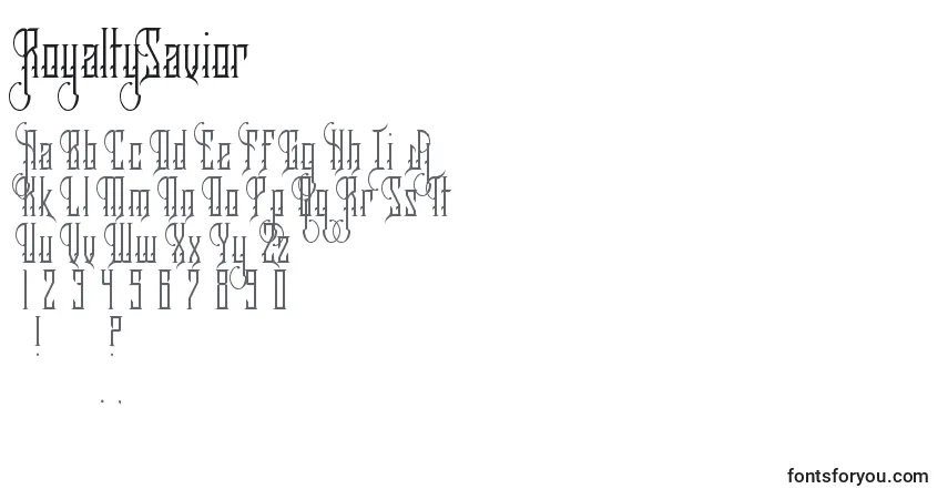 Czcionka RoyaltySavior – alfabet, cyfry, specjalne znaki