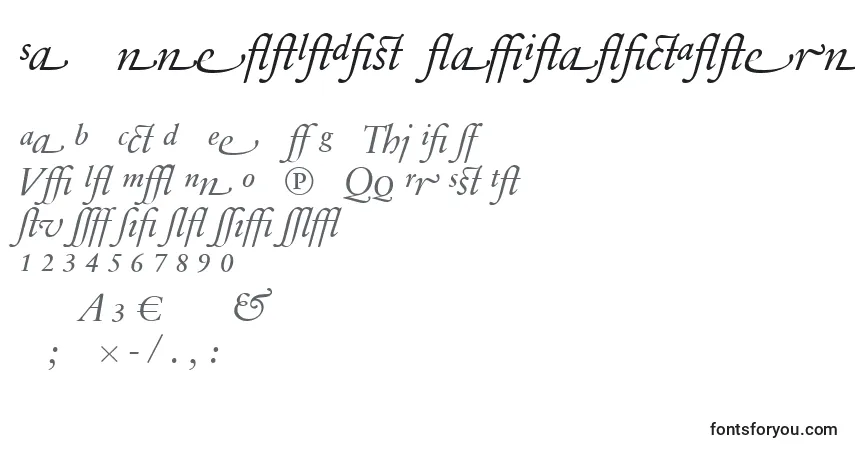 Schriftart SabonnextLtDisplayItalicAlternate – Alphabet, Zahlen, spezielle Symbole