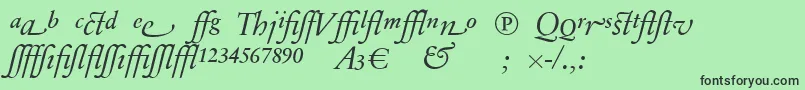 フォントSabonnextLtDisplayItalicAlternate – 緑の背景に黒い文字