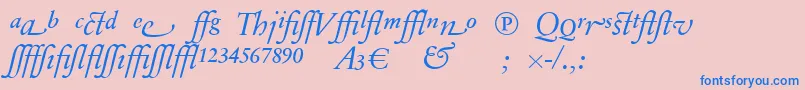 SabonnextLtDisplayItalicAlternate-Schriftart – Blaue Schriften auf rosa Hintergrund