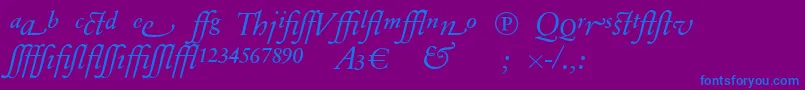SabonnextLtDisplayItalicAlternate-Schriftart – Blaue Schriften auf violettem Hintergrund