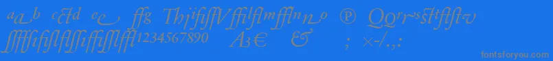 SabonnextLtDisplayItalicAlternate-Schriftart – Graue Schriften auf blauem Hintergrund