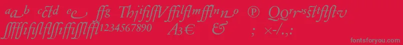 SabonnextLtDisplayItalicAlternate-Schriftart – Graue Schriften auf rotem Hintergrund