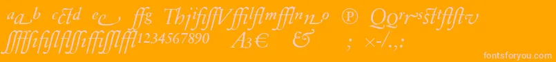 SabonnextLtDisplayItalicAlternate-Schriftart – Rosa Schriften auf orangefarbenem Hintergrund