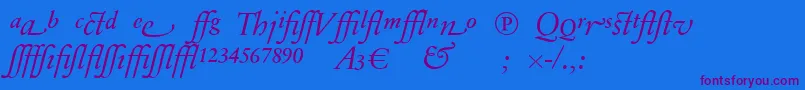 SabonnextLtDisplayItalicAlternate-Schriftart – Violette Schriften auf blauem Hintergrund