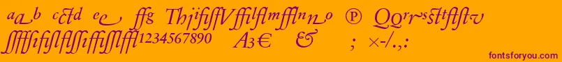 SabonnextLtDisplayItalicAlternate-Schriftart – Violette Schriften auf orangefarbenem Hintergrund