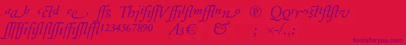 SabonnextLtDisplayItalicAlternate-Schriftart – Violette Schriften auf rotem Hintergrund